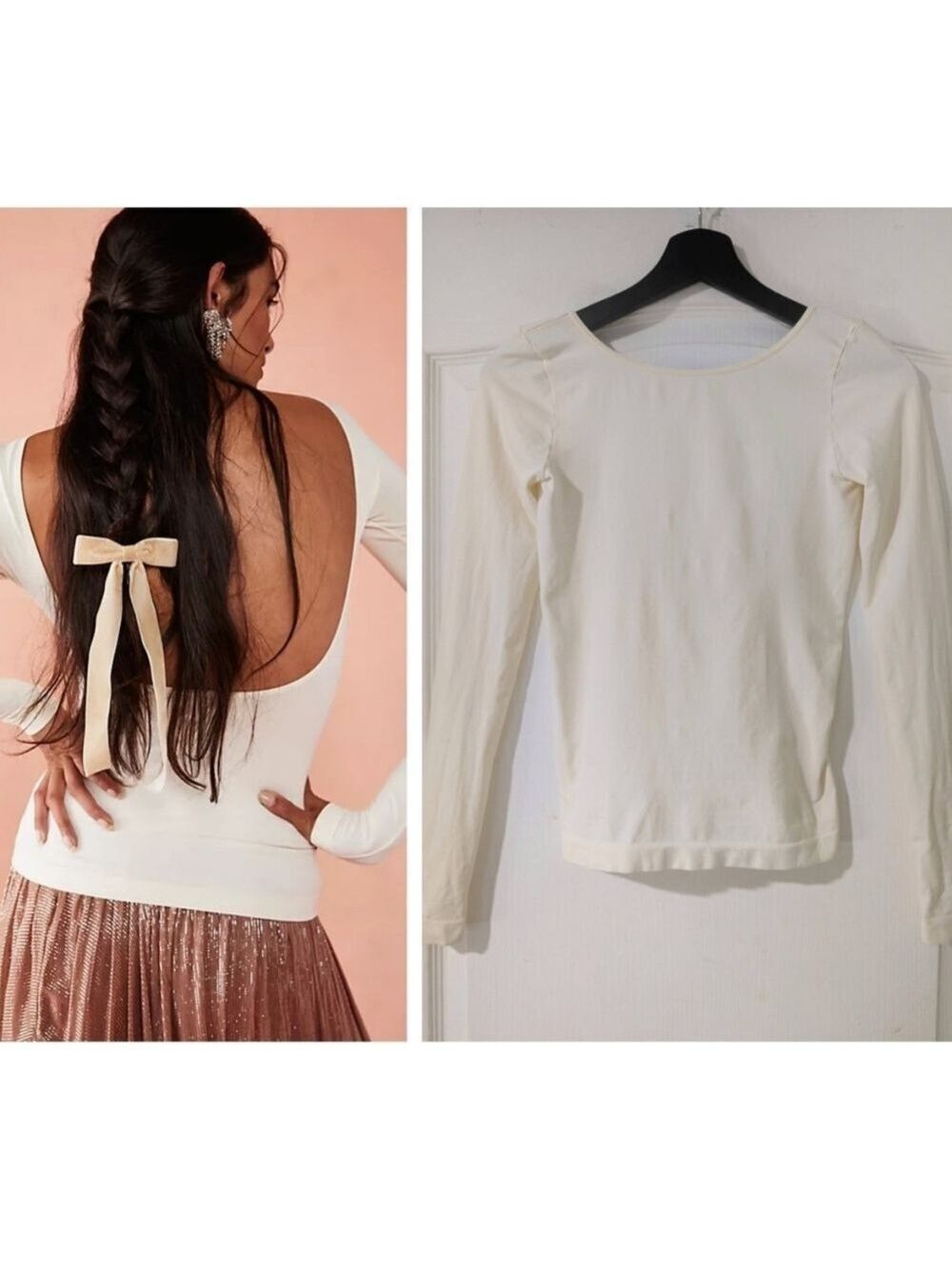 NEW Free People | Low-Back Seamless Long Sleeve In Cream